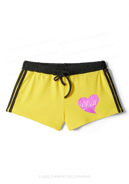 Glitter Heart Doll Y2K Drawstring Mini Shorts Cherrykitten