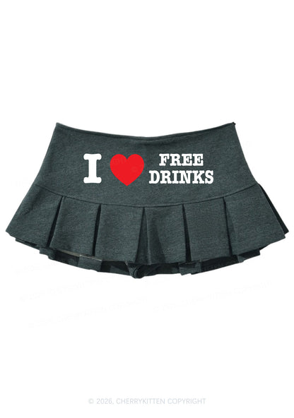 I Love Free Drinks Y2K Mini Pleated Skirts Cherrykitten