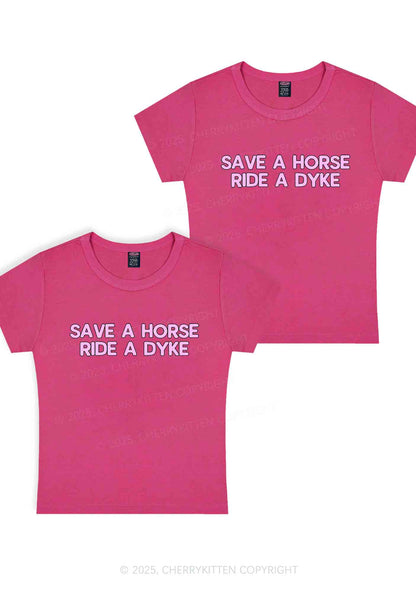 Save Horse Ride Dyke Y2K Valentine's Day Baby Tee Cherrykitten