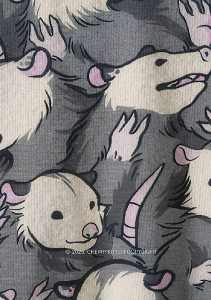 Grey Possum Y2K Christmas Knit Sweatshirt Cherrykitten