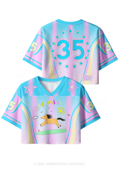 Custom Blue Pony Y2K Crop Sport Jersey Shirts Cherrykitten