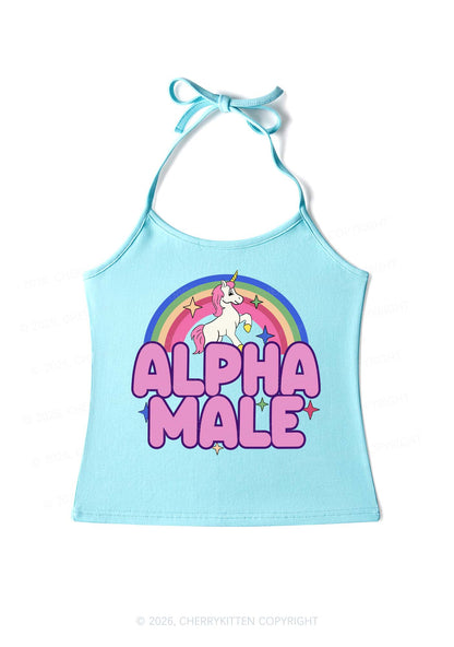 Rainbow Unicorn Alpha Male Y2K Halter Neck Cami Cherrykitten