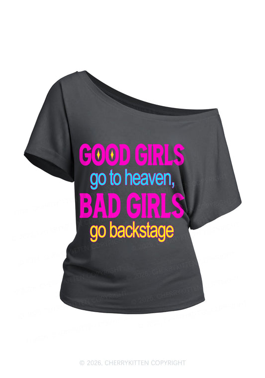 Bad Girls Go Backstage Y2K Off Shoulder Tee Cherrykitten