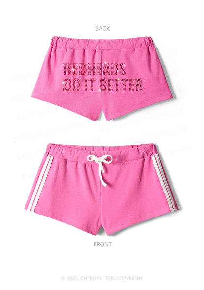 Rhinestone Redheads Do It Better Y2K Drawstring Mini Shorts Cherrykitten
