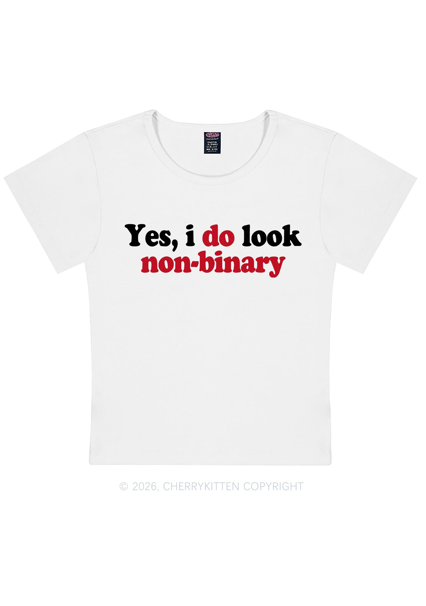 I Do Look Nonbinary Pride Y2K Baby Tee Cherrykitten