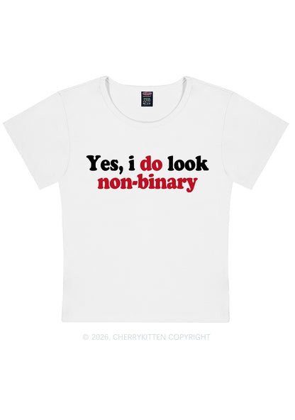 I Do Look Nonbinary Pride Y2K Baby Tee Cherrykitten