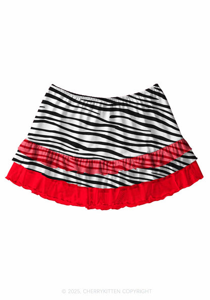 Zebra Pattern Y2K Print Mini Layered Skirt Cherrykitten