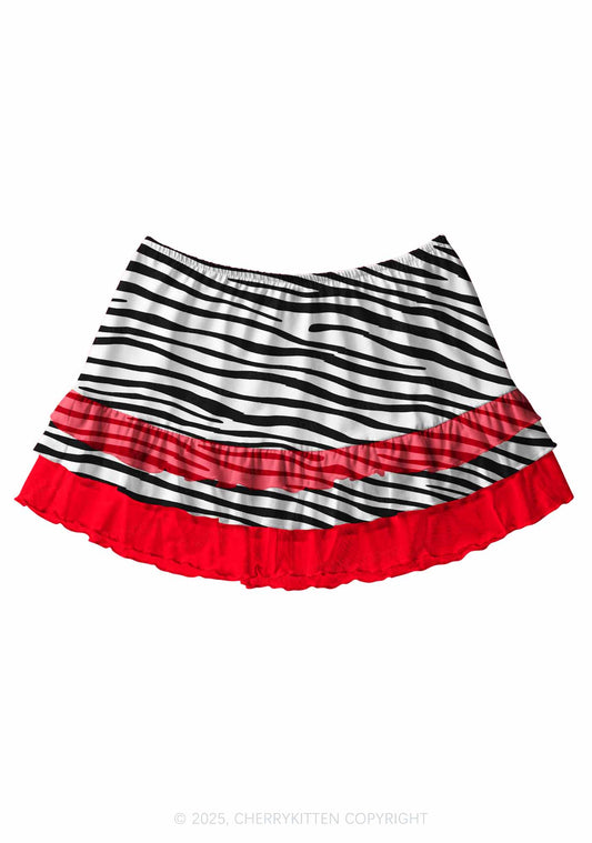 Zebra Pattern Y2K Print Mini Layered Skirt Cherrykitten