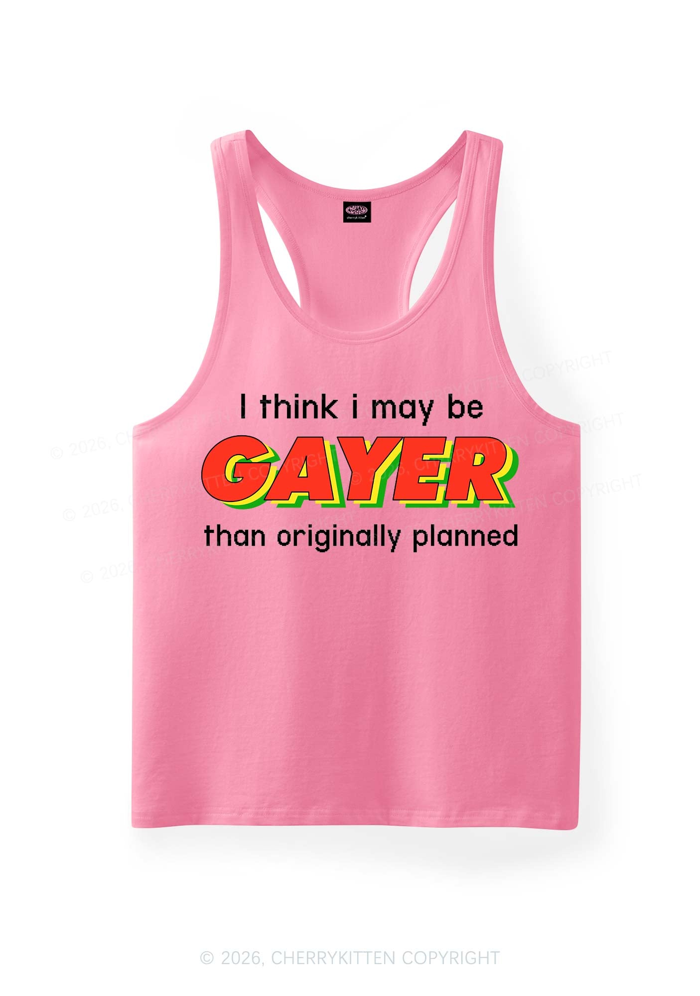 I May Be Gayer Pride Y2K Men Racerback Tank Top Cherrykitten