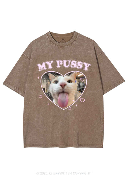 Custom Pet Puxxy Y2K Shirts Washed Tee Cherrykitten