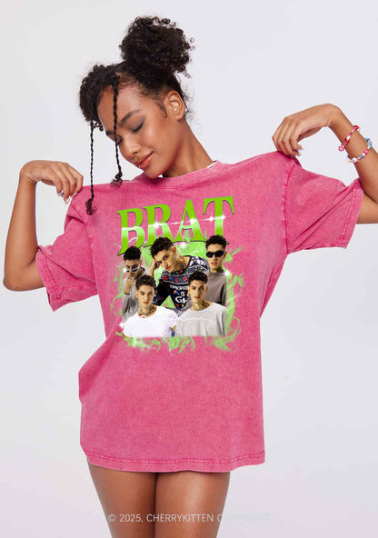 Custom Brat Portrait Y2K Shirts Washed Tee Cherrykitten
