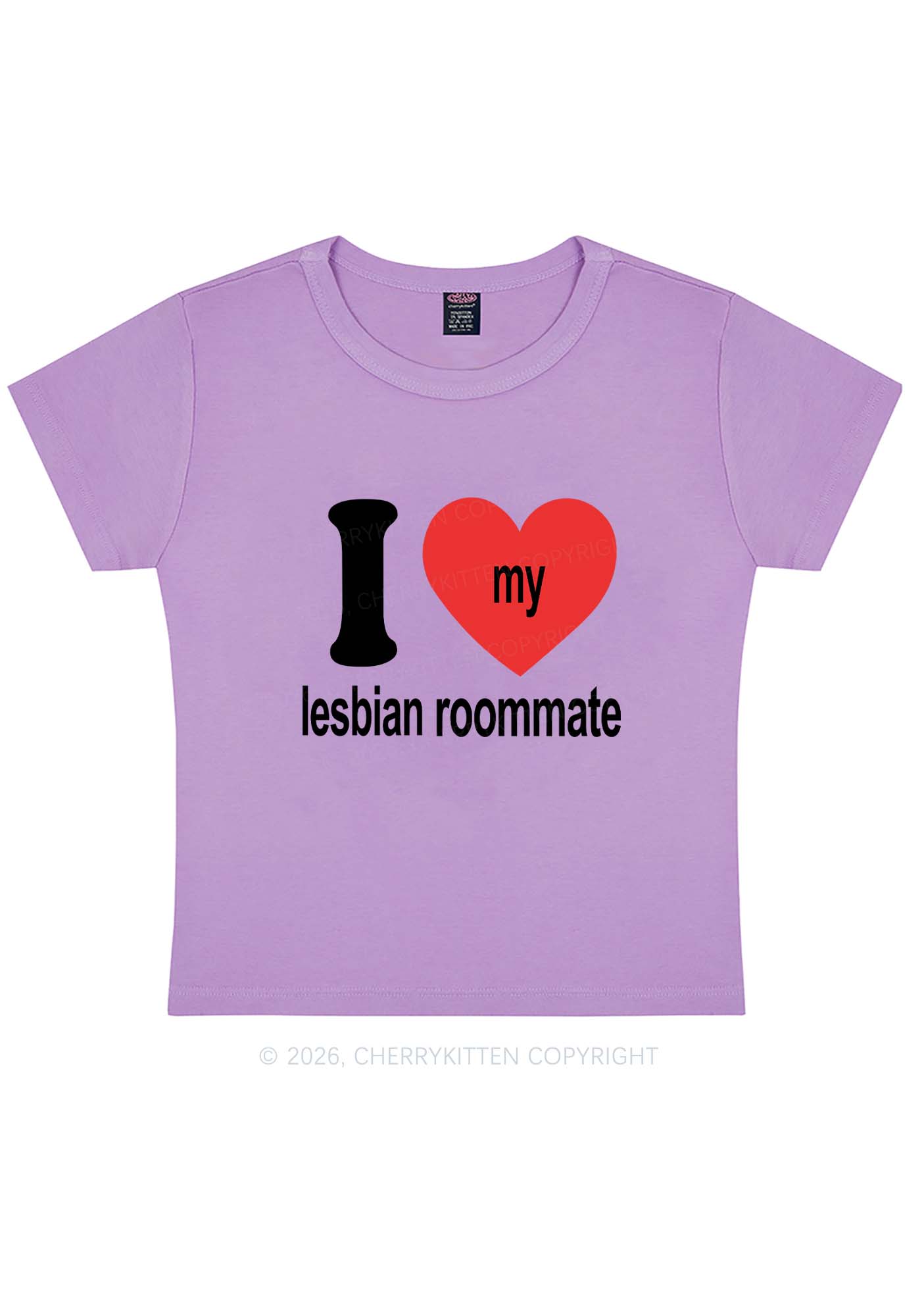 I Love My Lesbian Roommate Pride Y2K Baby Tee Cherrykitten
