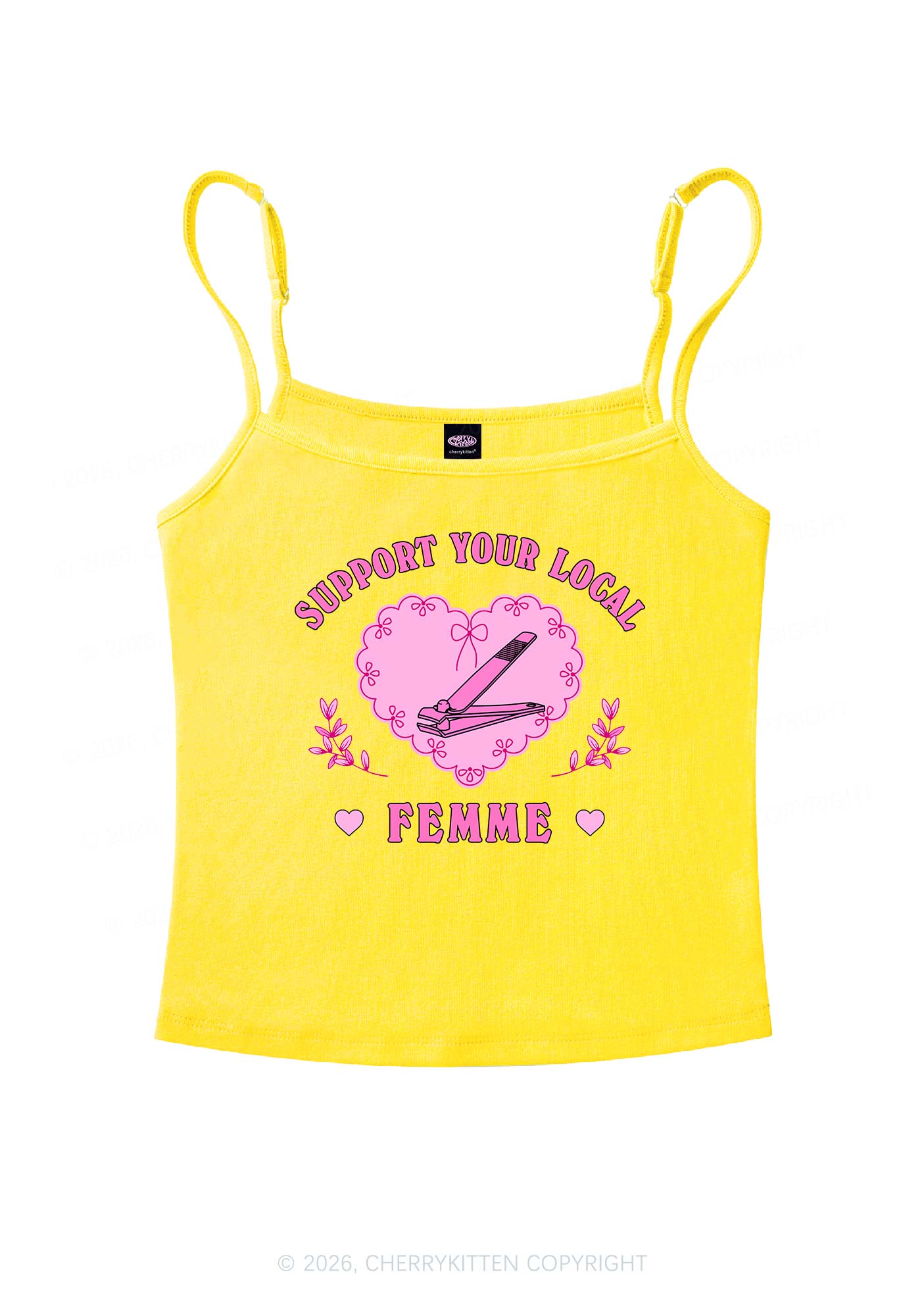 Support Your Local Femme Pride Y2K Spaghetti Strap Cami Cherrykitten
