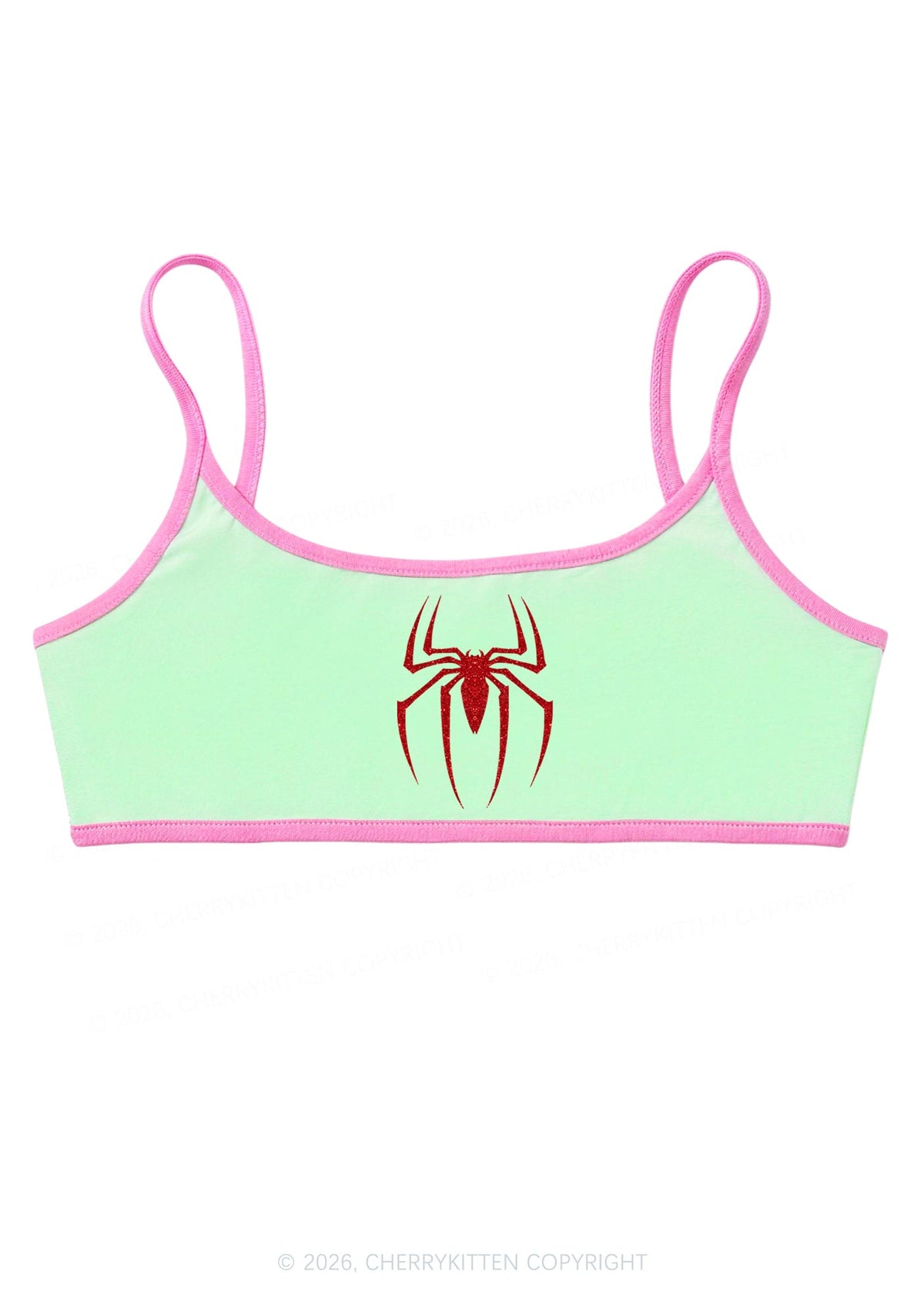Glitter Spider Y2K Super Crop Cami Cherrykitten