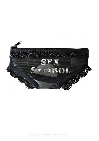 Sx Symbol Silver Foil Printed Y2K Briefs Shape Cosmetic Pouch Cherrykitten
