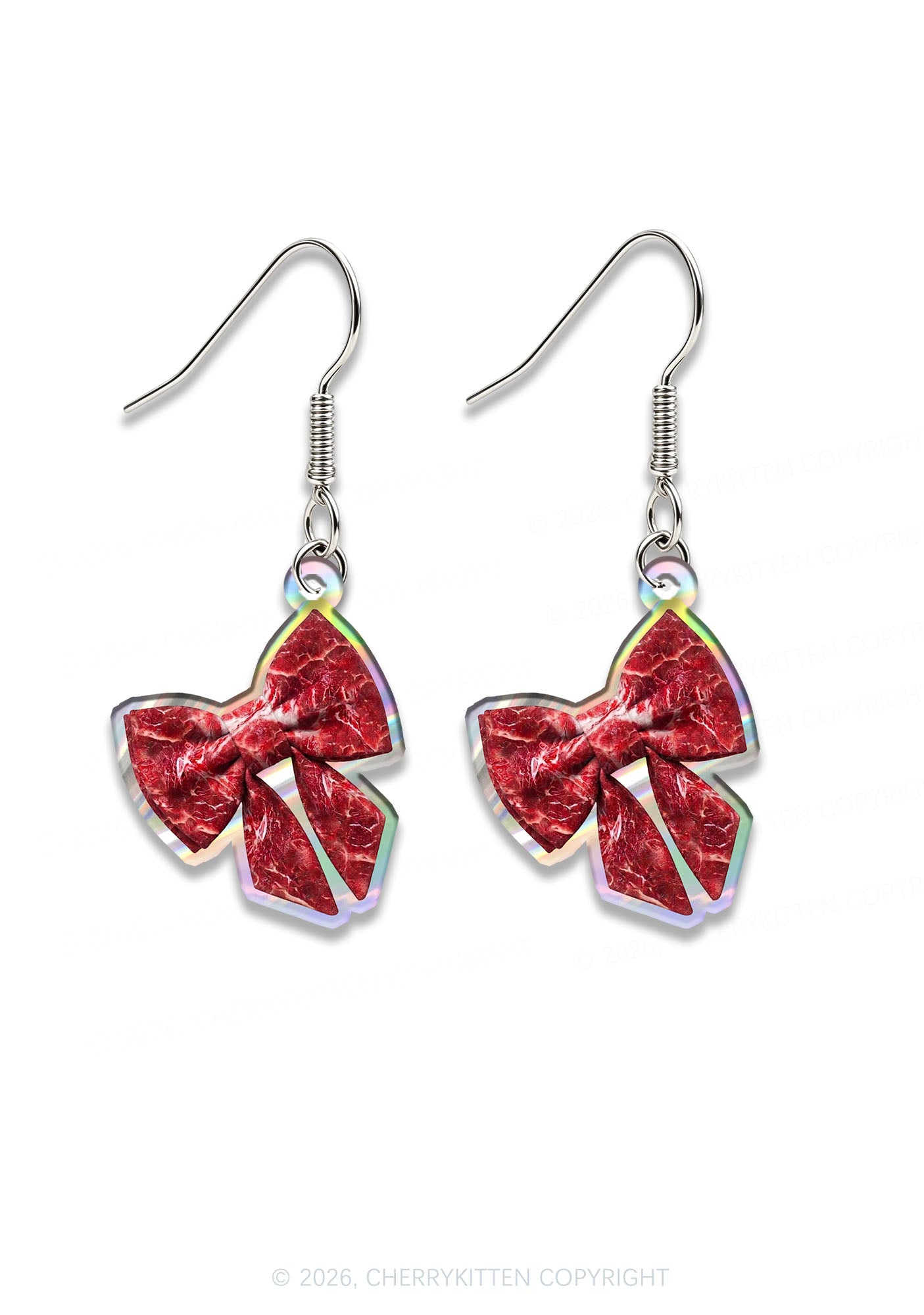 Halloween Blood Meat Bow Y2K Acrylic Earrings Cherrykitten