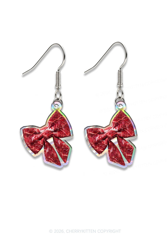 Halloween Blood Meat Bow Y2K Acrylic Earrings Cherrykitten