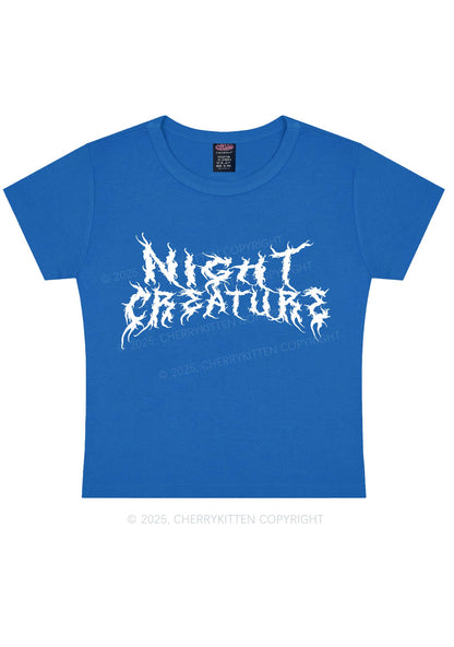 Night Creature Y2K Baby Tee Cherrykitten