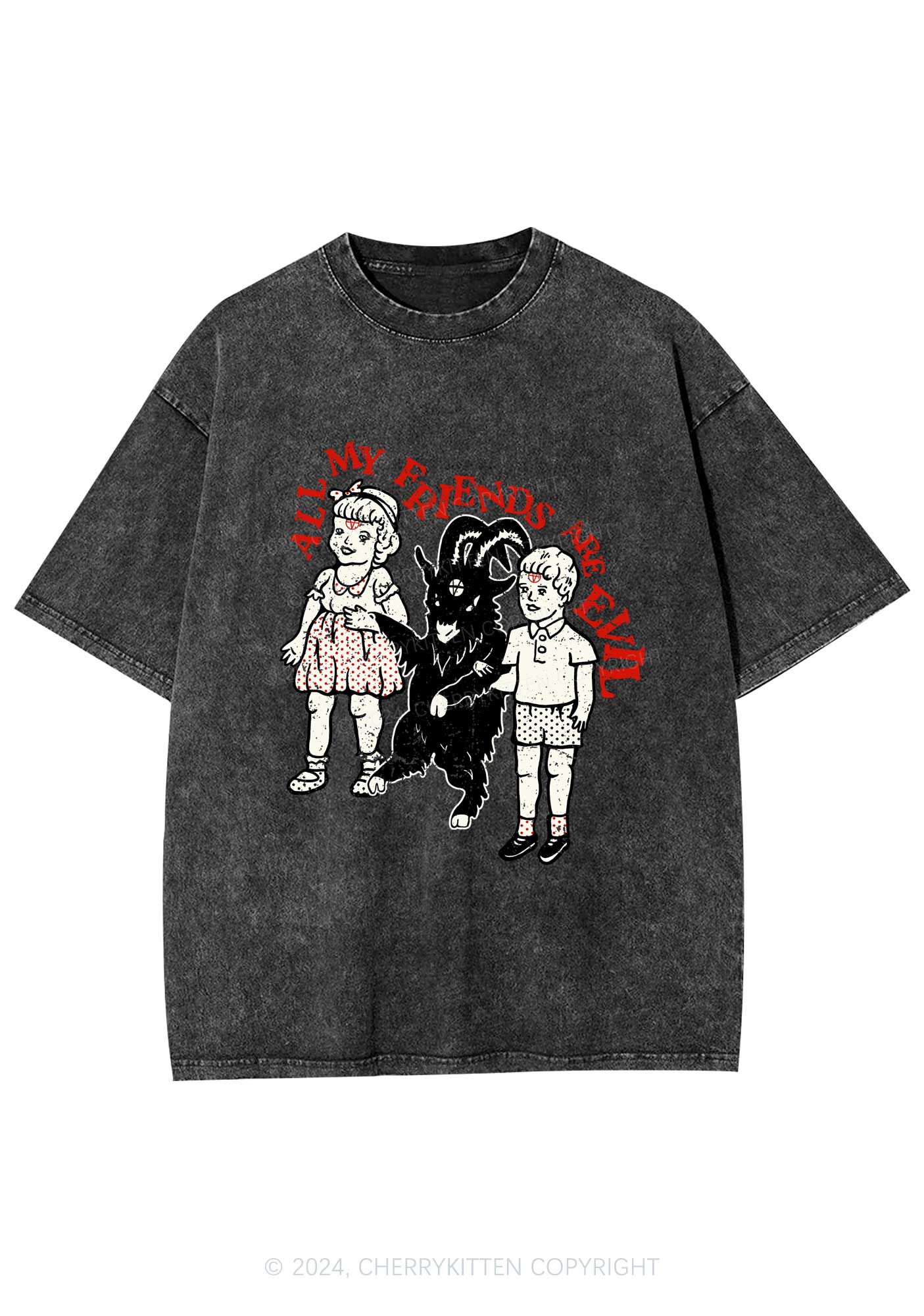 My Friends Are Evil Y2K Washed Tee Cherrykitten