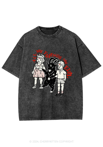 My Friends Are Evil Y2K Washed Tee Cherrykitten