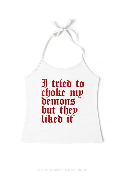 Halloween Choke Demons They Liked Y2K Halter Neck Cami Cherrykitten