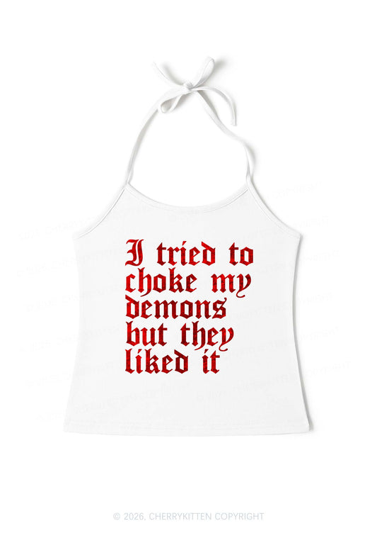 Halloween Choke Demons They Liked Y2K Halter Neck Cami Cherrykitten