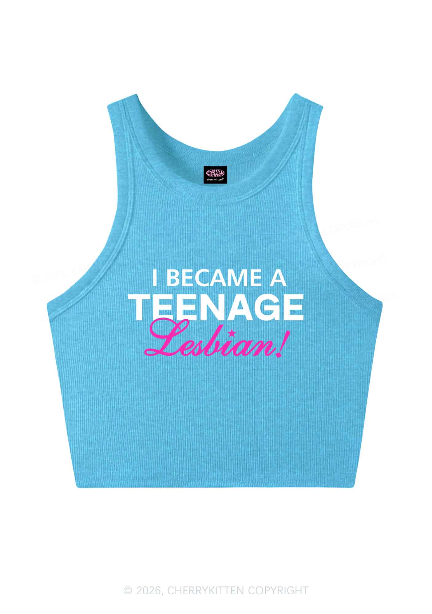 I Became A Teenage Lesbian Pride Y2K Crop Tank Top Cherrykitten