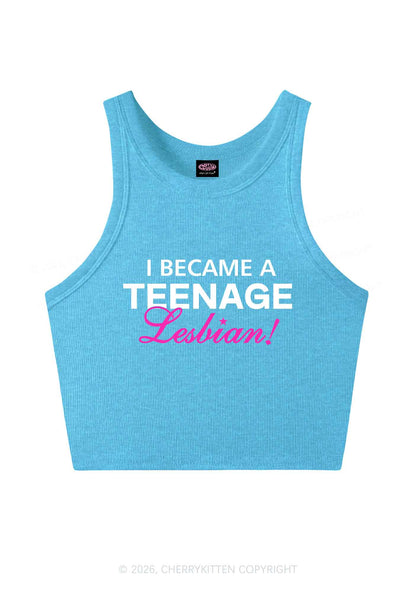 I Became A Teenage Lesbian Pride Y2K Crop Tank Top Cherrykitten
