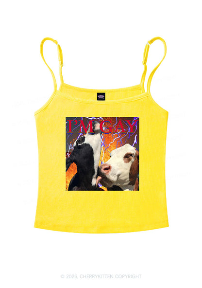 Gay Cow Play Pride Y2K Spaghetti Strap Cami Cherrykitten
