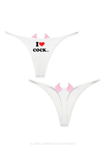 I Love Cocktails Y2K Goth Angel Wings Bikini String Thong Cherrykitten