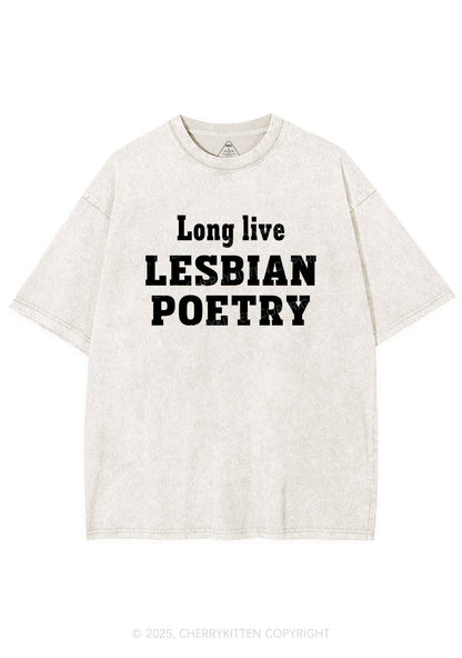 Lesbian Poetry Pride Y2K Shirts Washed Tee Cherrykitten