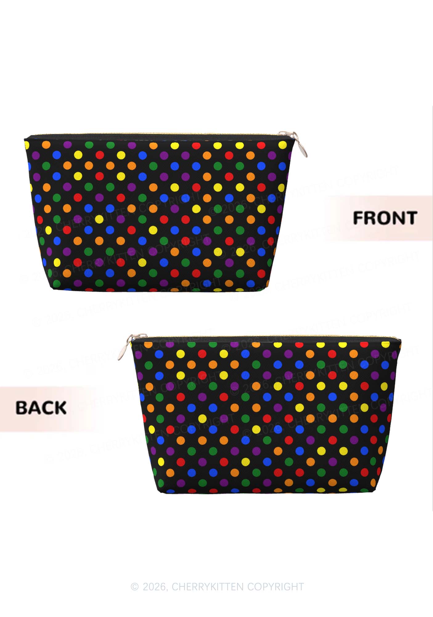 Rainbow Dots Pride Y2K Makeup Bag Cherrykitten