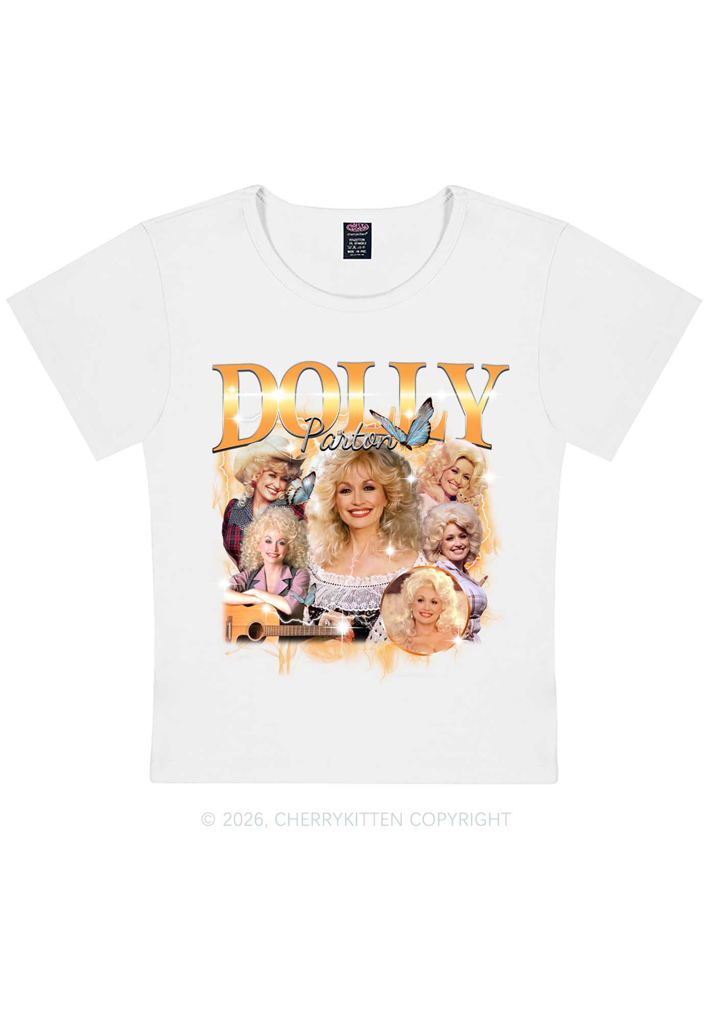 DP Vintage Portrait Y2K Baby Tee Cherrykitten