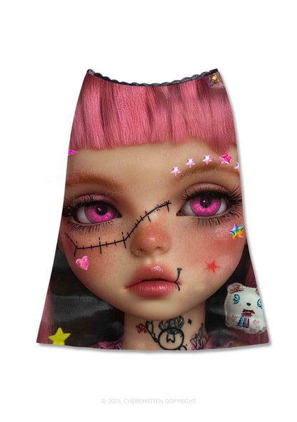 Pink Doll Y2K Print Midi Skirt Cherrykitten