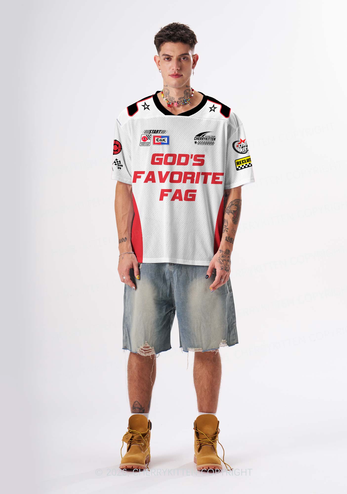 Red Gods Favorite Fag Pride Y2K Sport Jersey Shirts Cherrykitten