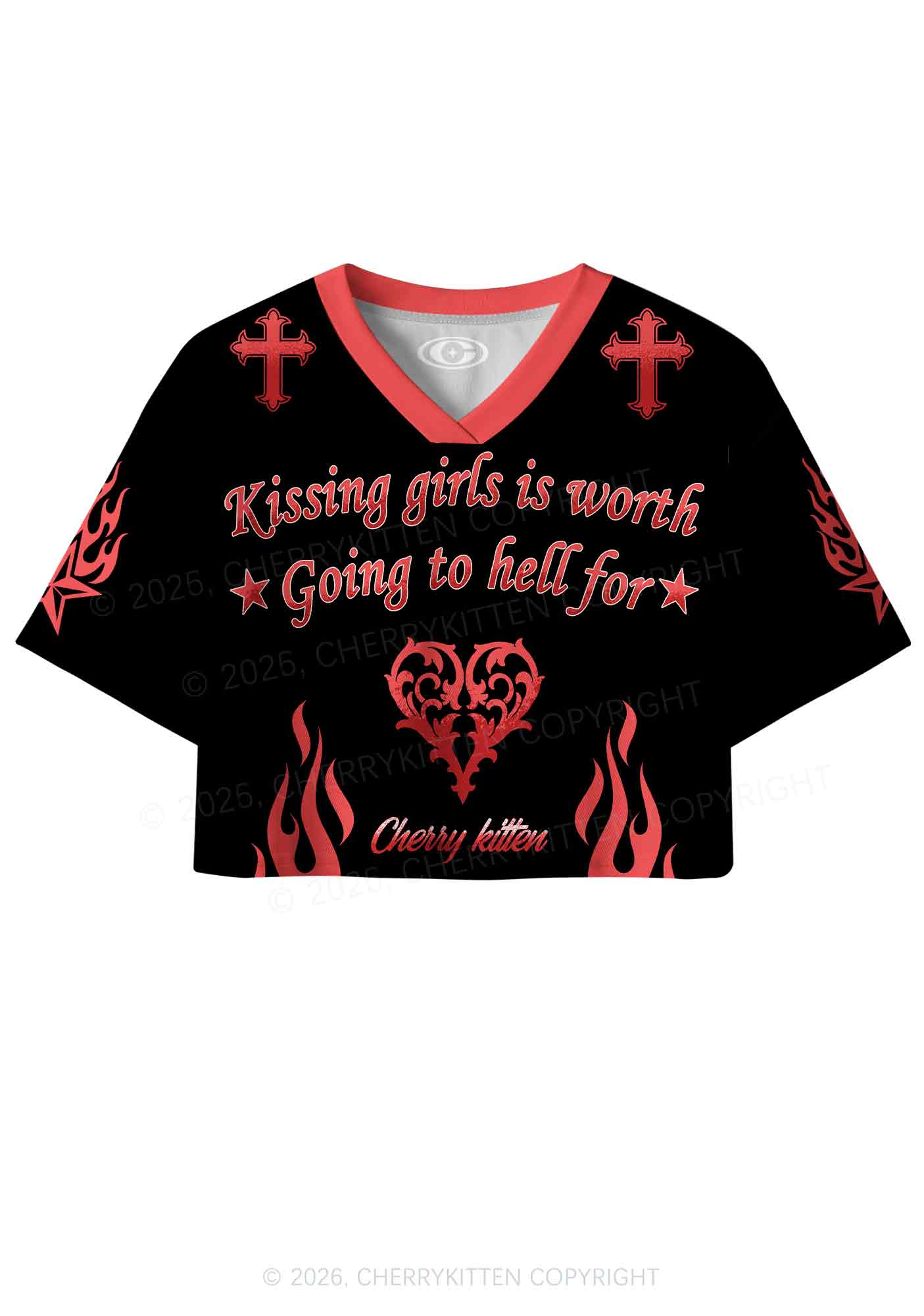 Kissing Girls Is Worth Pride Y2K Crop Sport Jersey Shirts Cherrykitten