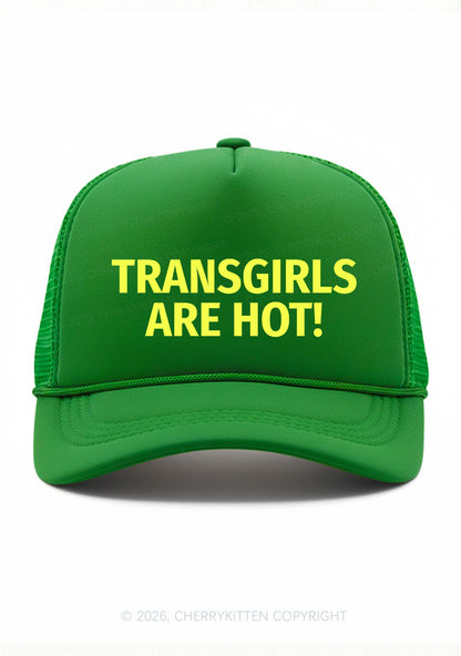 Transgirls Are Hot Pride Y2K Trucker Hat Cherrykitten