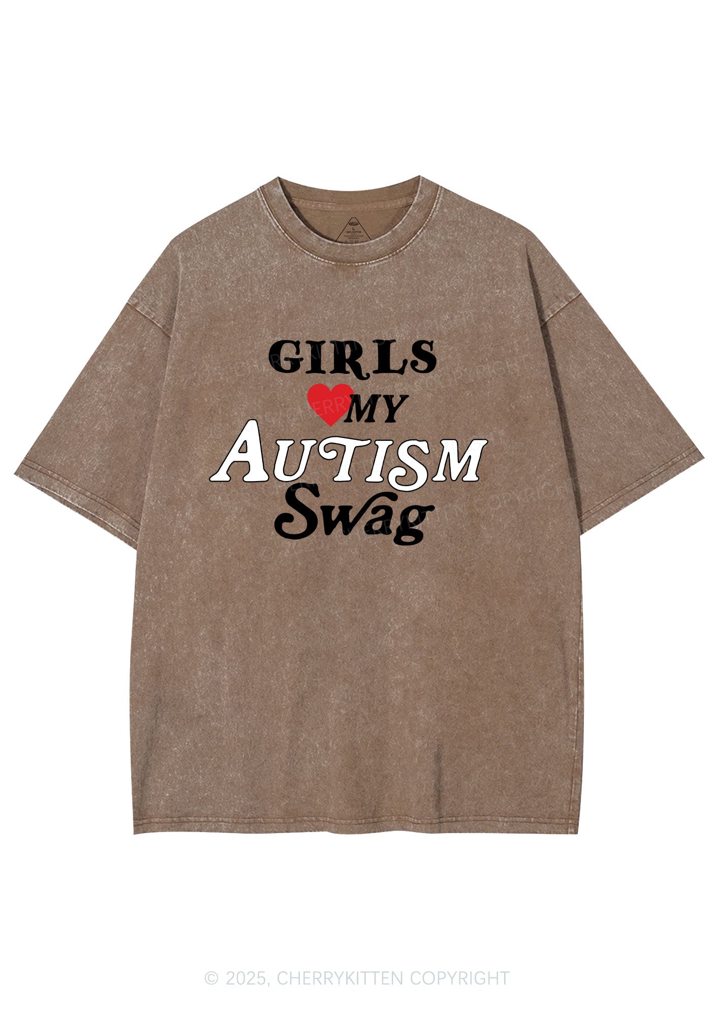 Girls Love Autism Swag Y2K Shirts Washed Tee Cherrykitten