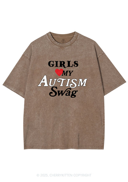 Girls Love Autism Swag Y2K Shirts Washed Tee Cherrykitten
