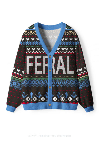 Feral Y2K Christmas Cardigan Knit Sweatshirt Cherrykitten