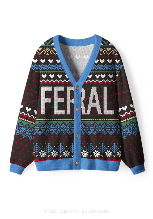 Feral Y2K Christmas Cardigan Knit Sweatshirt Cherrykitten
