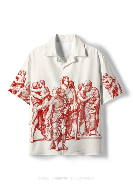 Ancient Greek Lovers Pride Y2K Print Hawaiian Shirt Cherrykitten