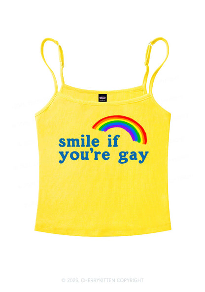Rainbow Smile If You Are Gay Pride Y2K Spaghetti Strap Cami Cherrykitten