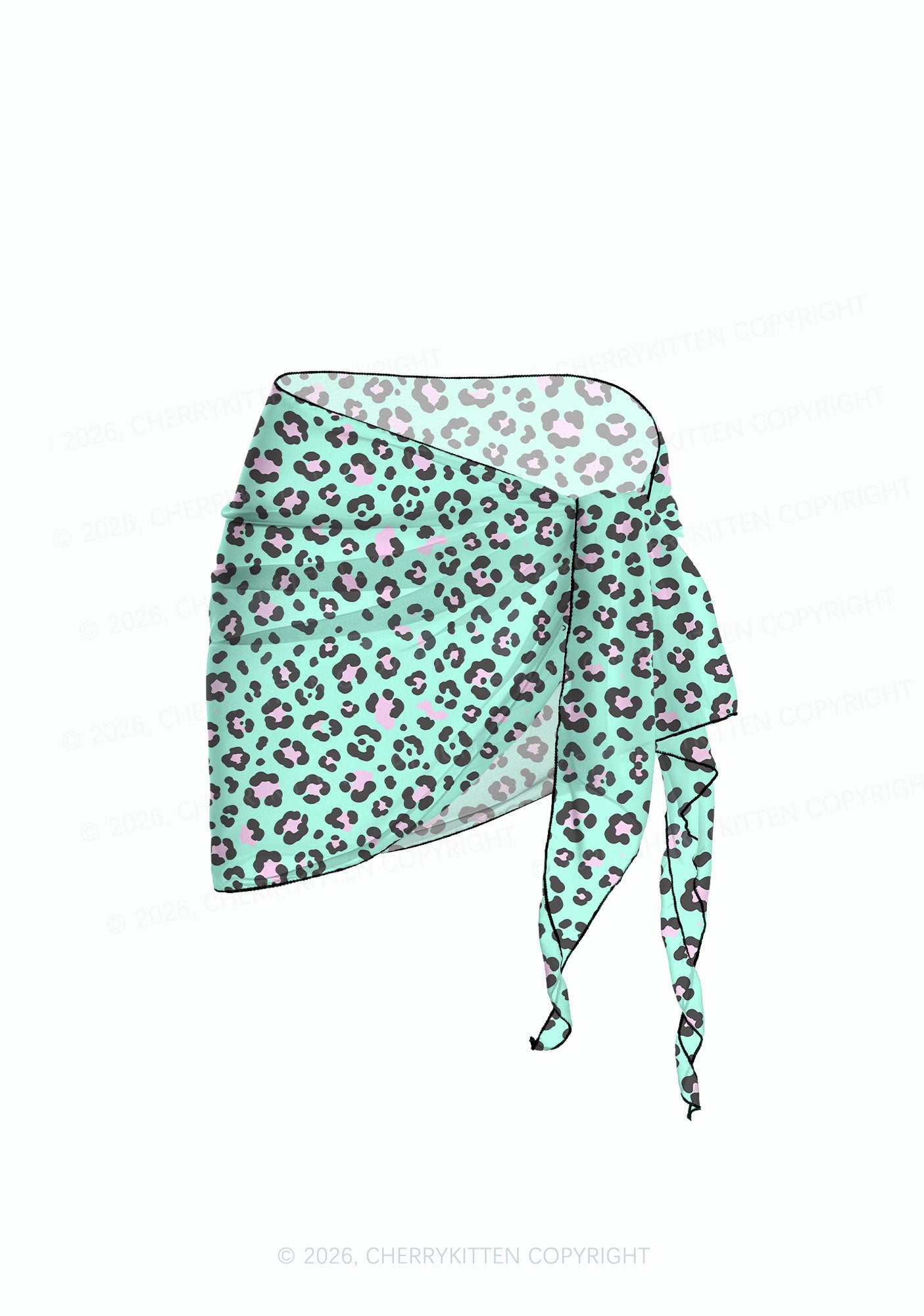 Mint Green Leopard Y2K Print Bikini Set Cherrykitten
