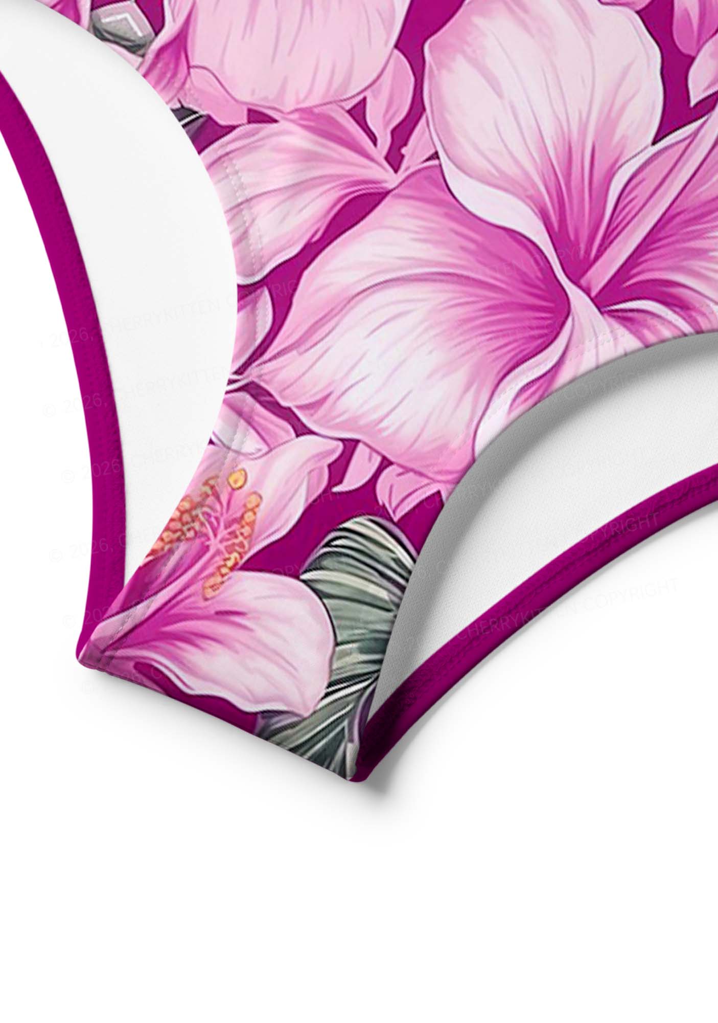 Purple Blossoms Y2K Print Bikini Set Cherrykitten