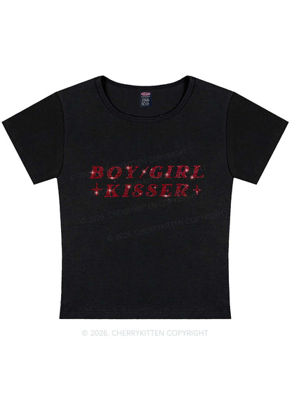 Rhinestone Boy Girl Kisser Pride Y2K Baby Tee Cherrykitten