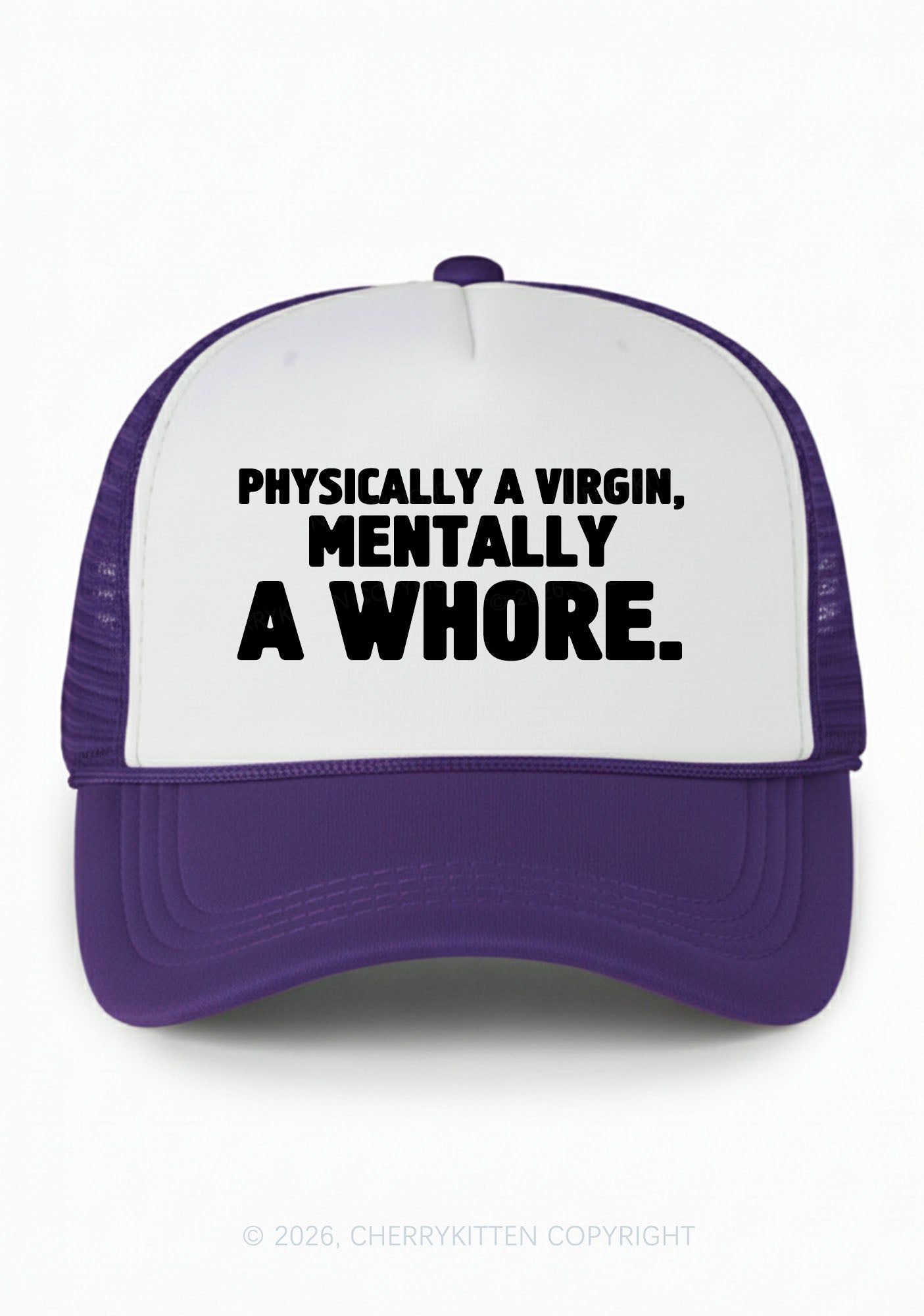 Mentally A Hore Y2K Colorblock Trucker Hat Cherrykitten