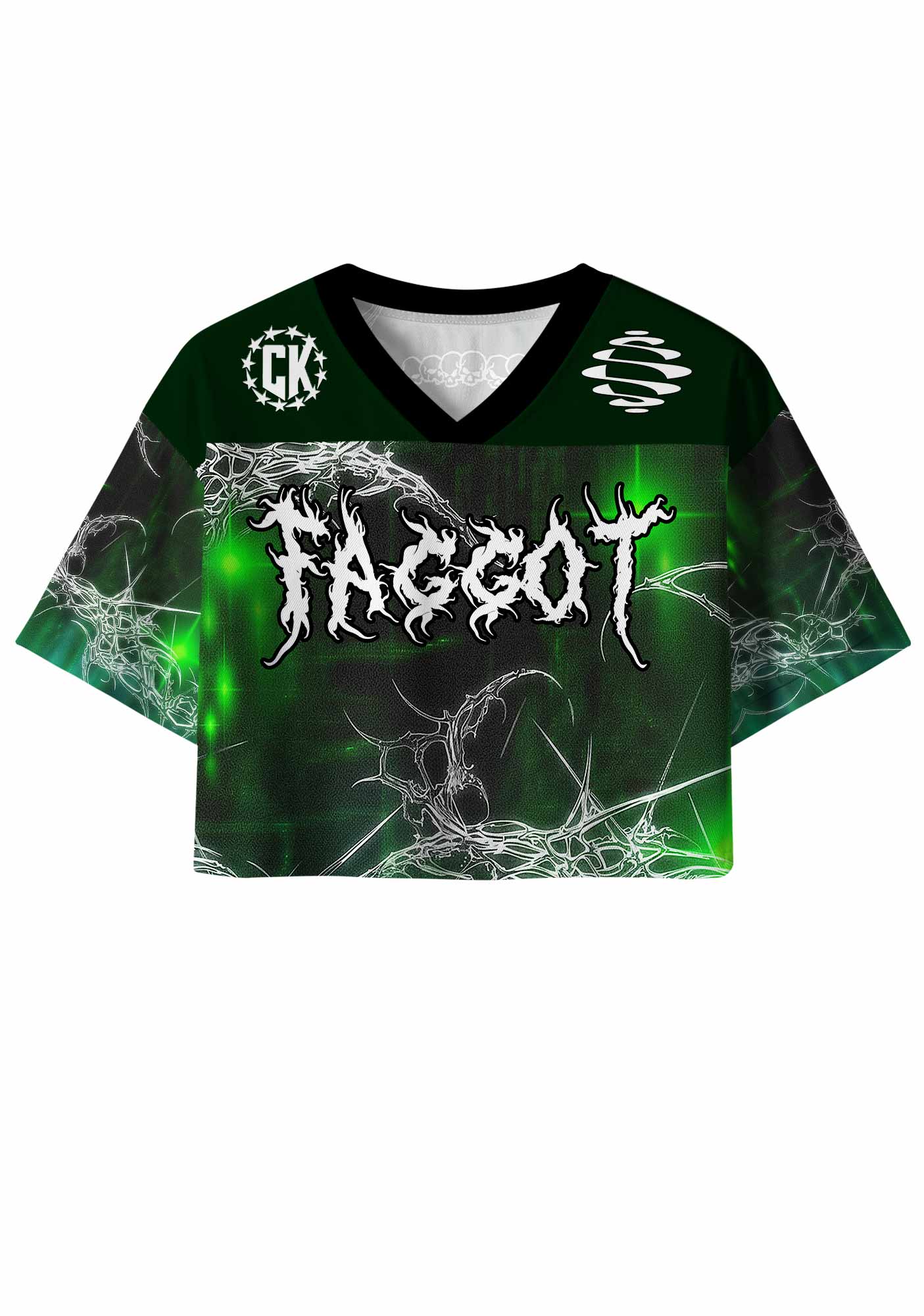Green Gothic Faggot Pride Y2K Crop Sport Jersey Shirts Cherrykitten