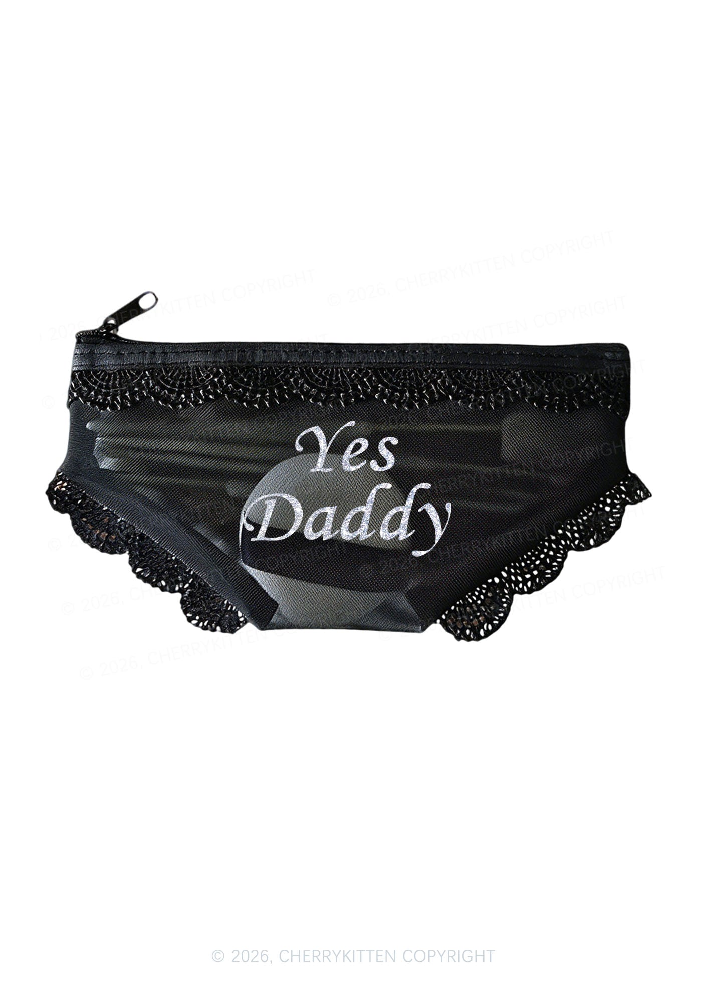 Glitter Yes Daddy Y2K Briefs Shape Cosmetic Pouch Cherrykitten