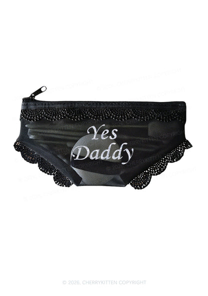 Glitter Yes Daddy Y2K Briefs Shape Cosmetic Pouch Cherrykitten